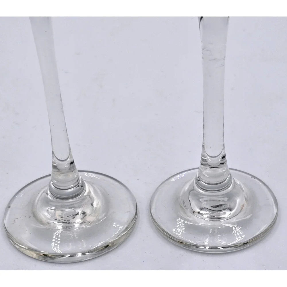 50th Anniversary Etched Votive Candle Long Stem Pair Floral Gold Tone Vintage